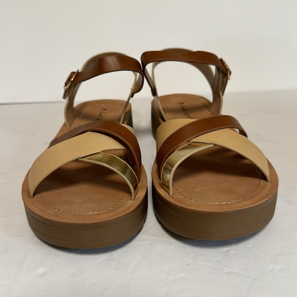Sarah-Jayne Docia Sandal Girls Brown Strappy Vegan Leather New - Picture 3 of 5